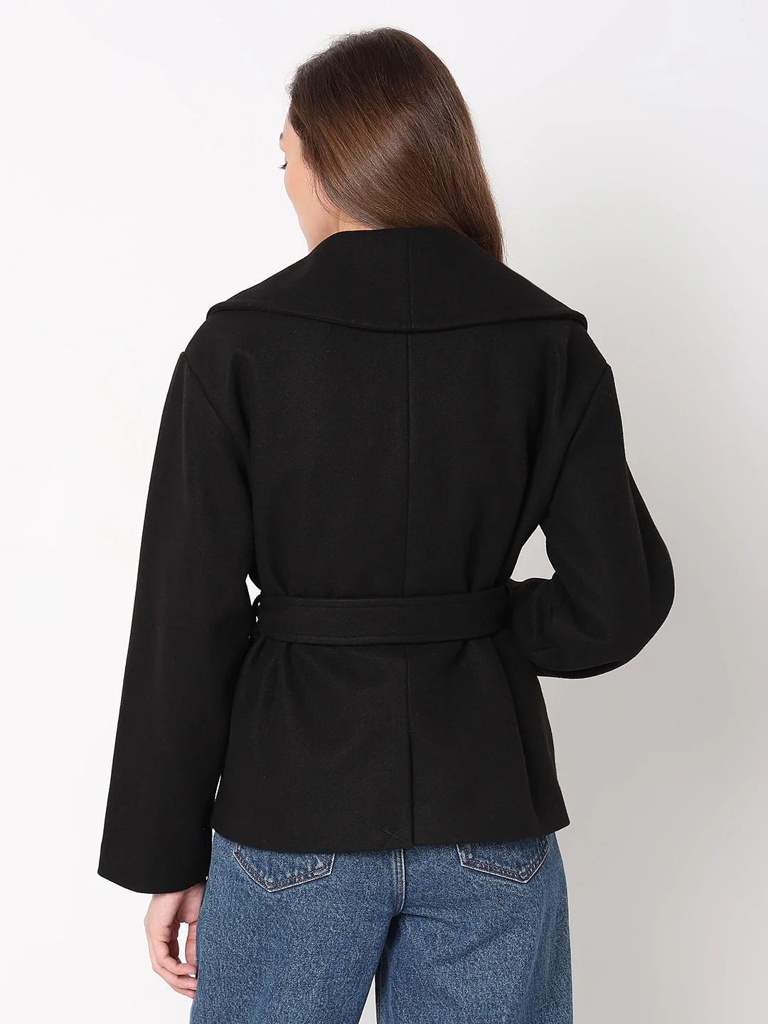 Black Shawl Collar Short Jacket - Image 4