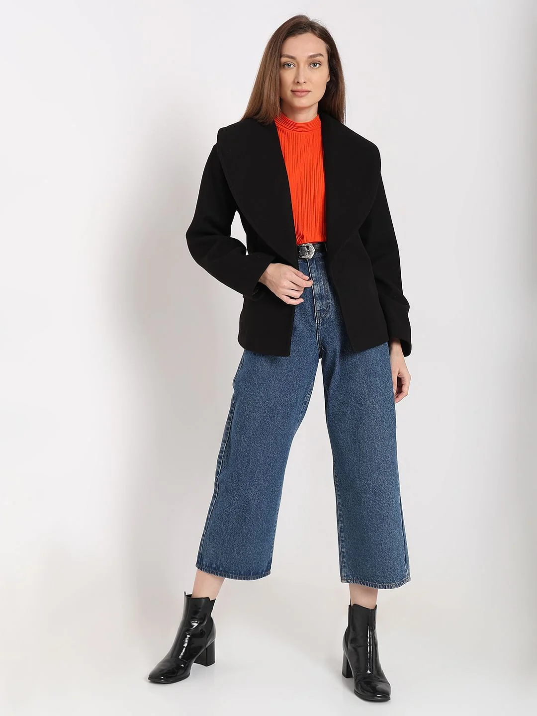 Black Shawl Collar Short Jacket - Image 5