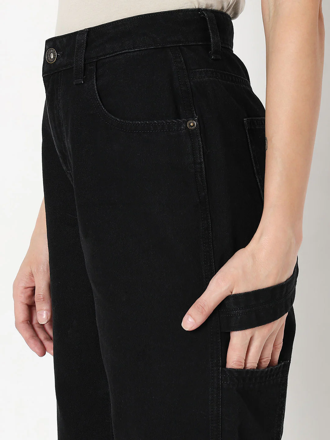 Black Mid Rise Straight Fit Jeans - Image 6