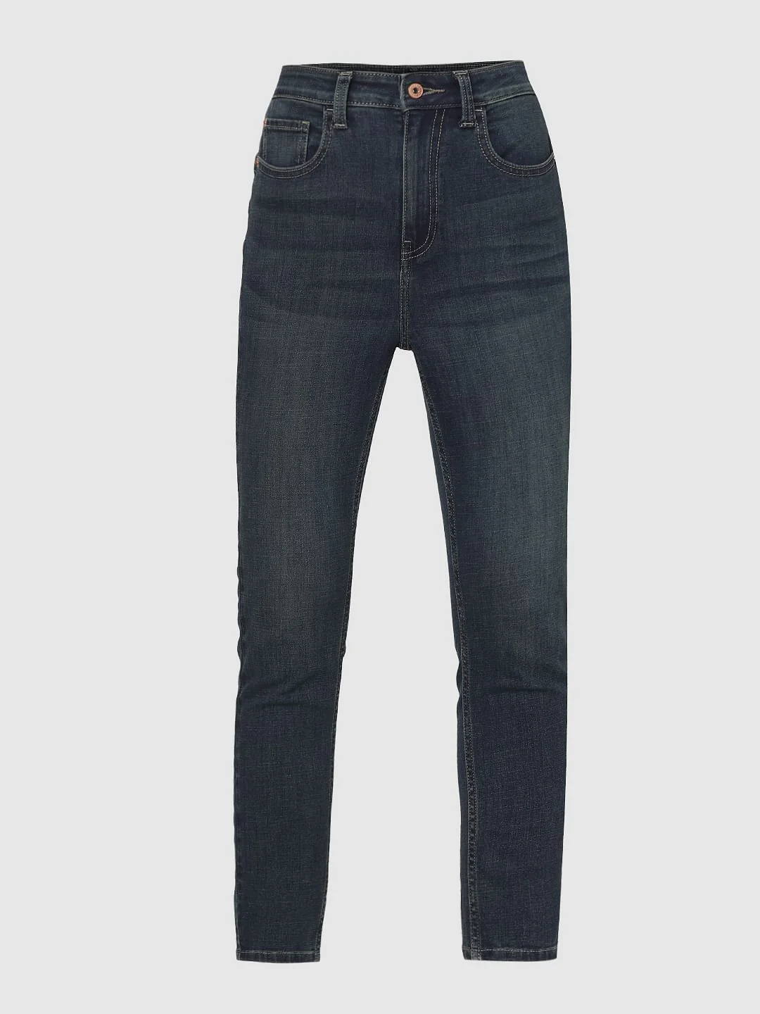 Dark Blue High Rise Light Washed Jeans - Image 7
