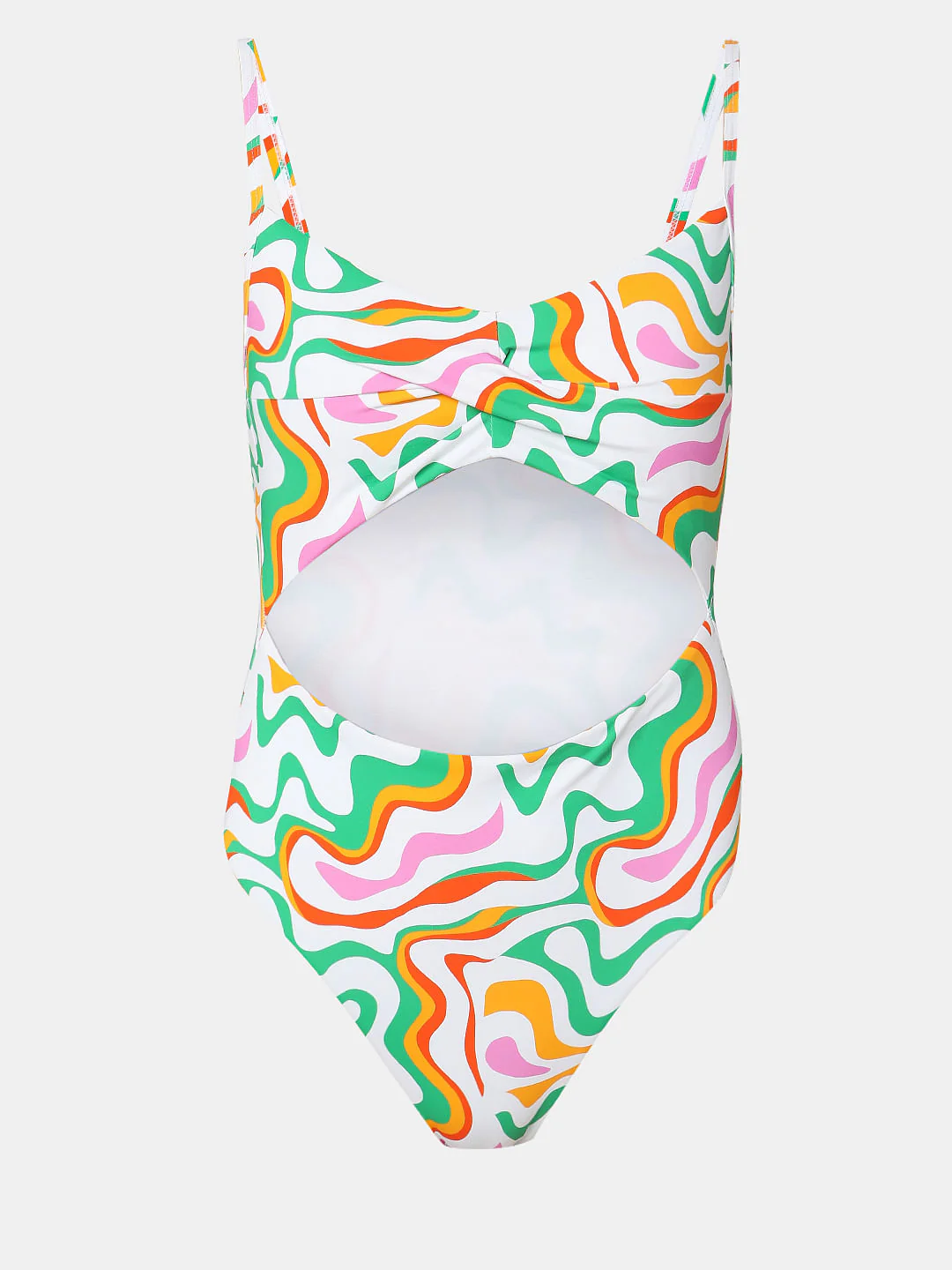 White Abstract Print Swimsuit - Image 6