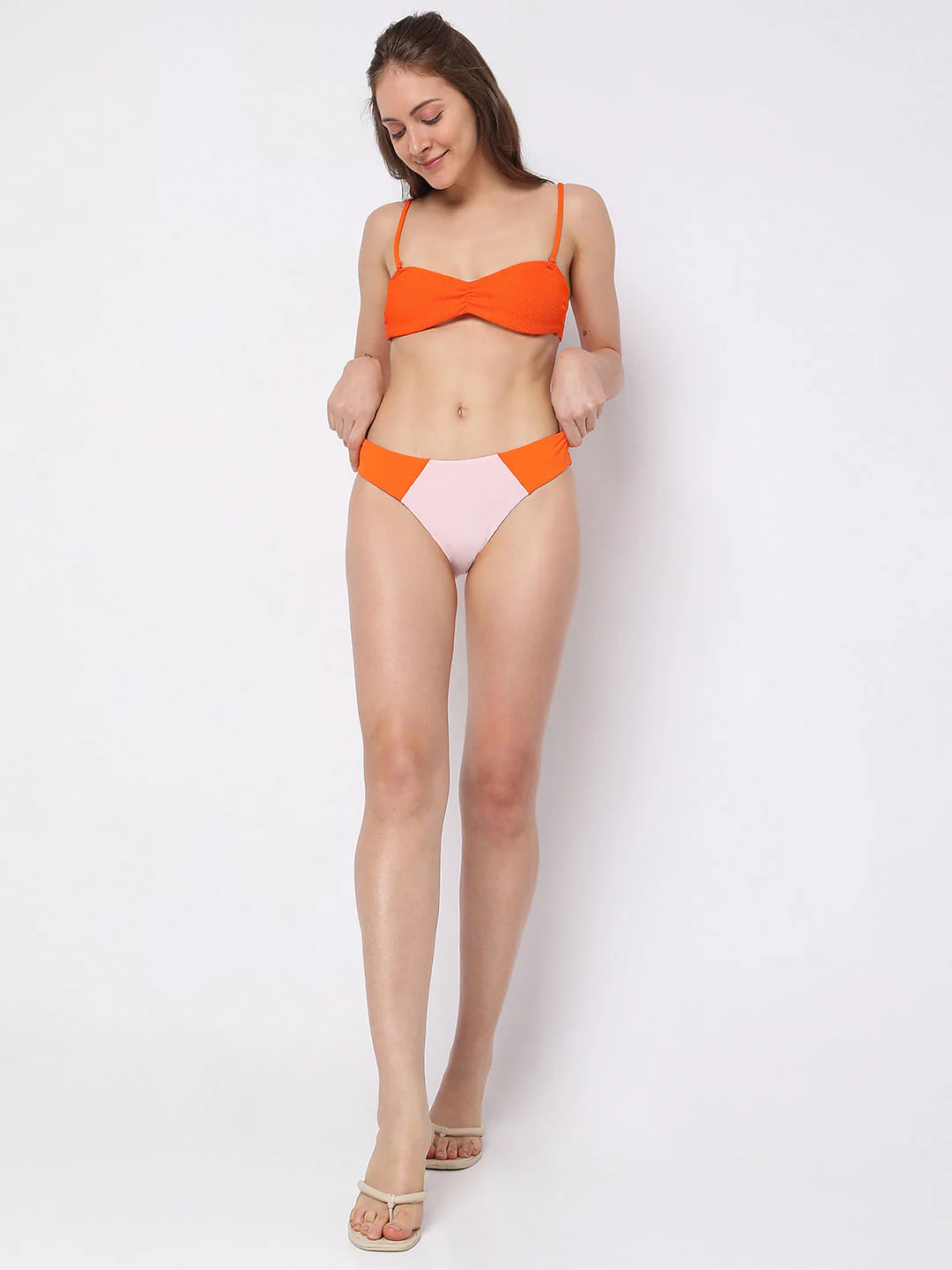 Orange Colourblocked Swim Brief - Image 6
