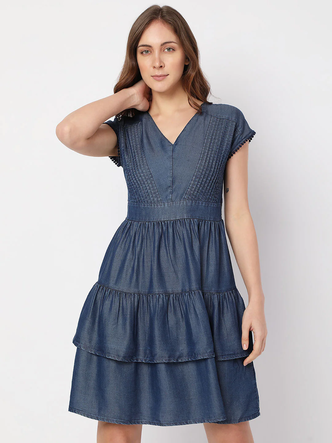 Blue Denim Tiered Dress - Image 2