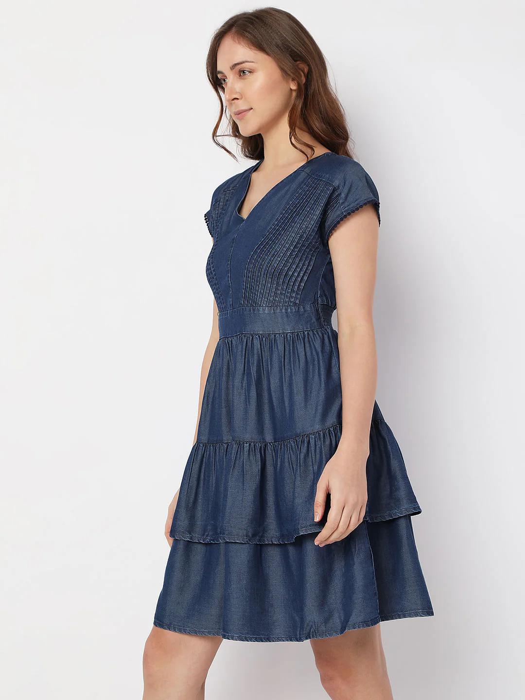 Blue Denim Tiered Dress - Image 3