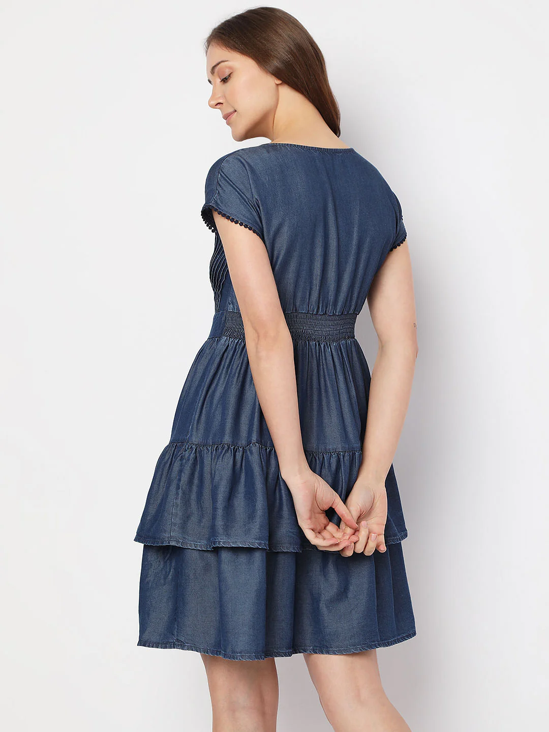 Blue Denim Tiered Dress - Image 4