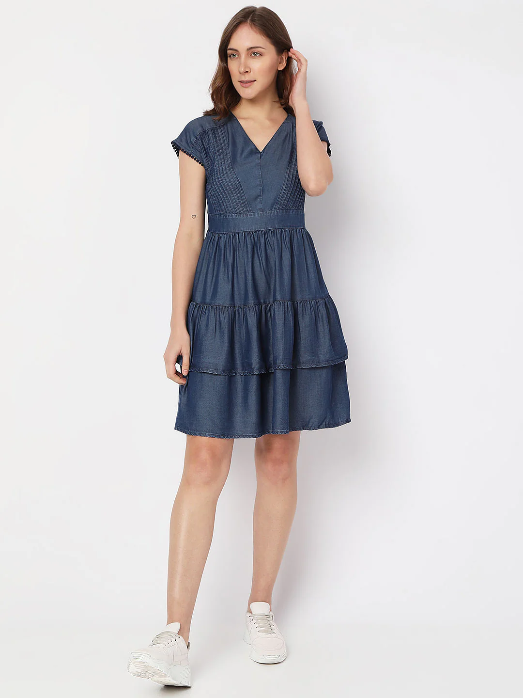 Blue Denim Tiered Dress - Image 5
