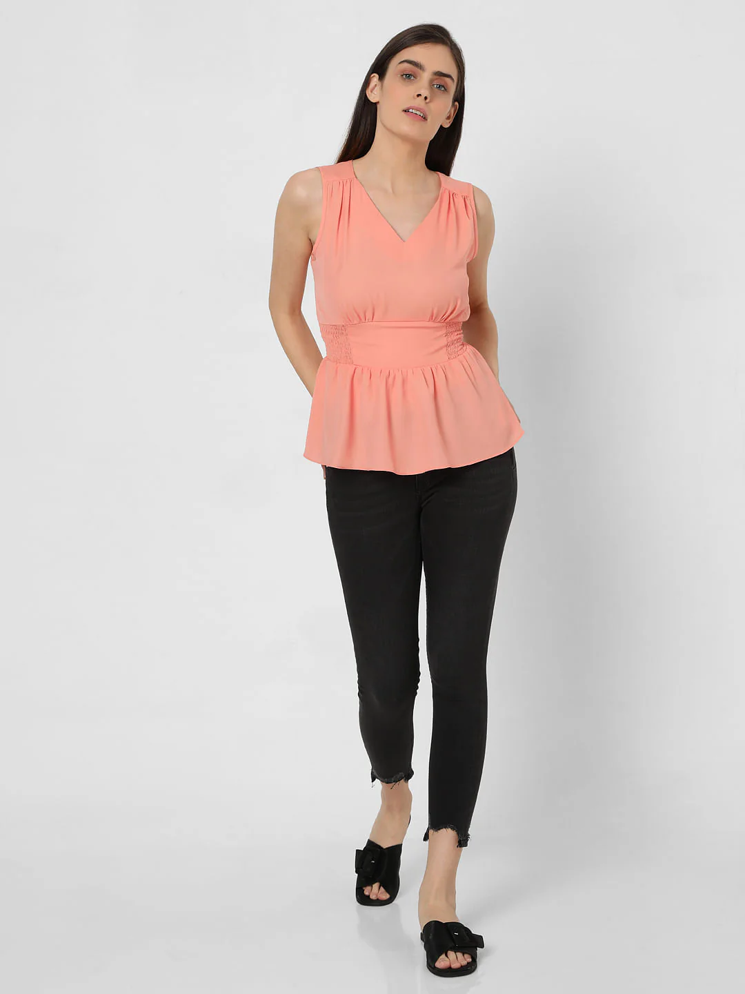 Pink Smocked Waist Top
