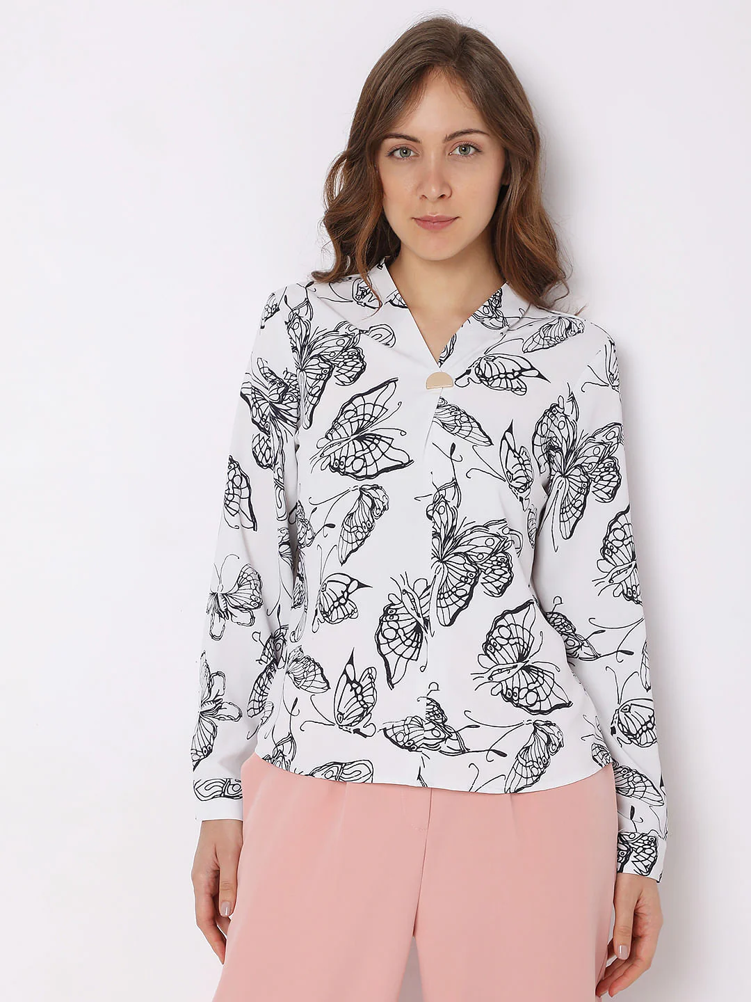 White Butterfly Print Top - Image 2