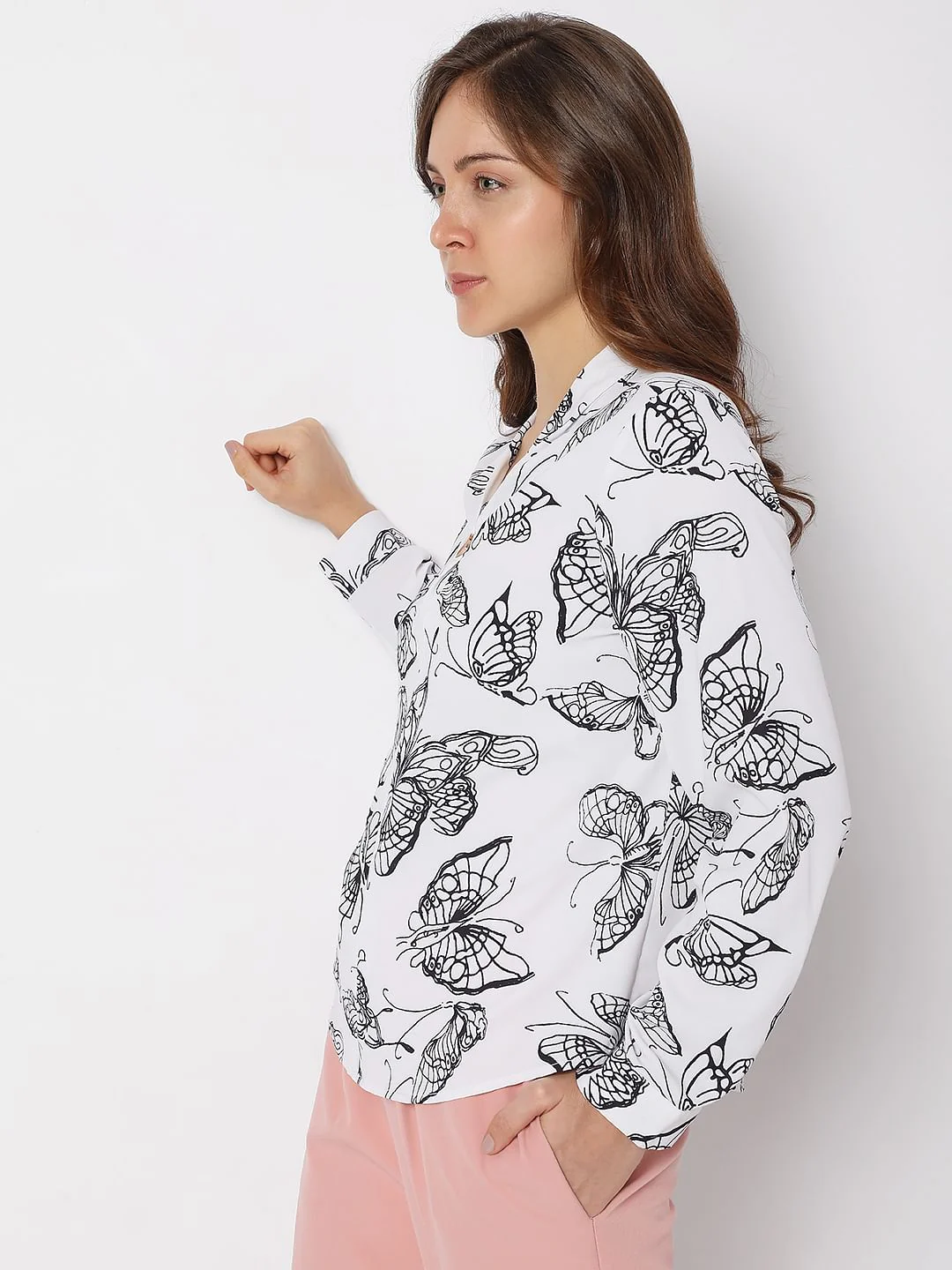 White Butterfly Print Top - Image 3