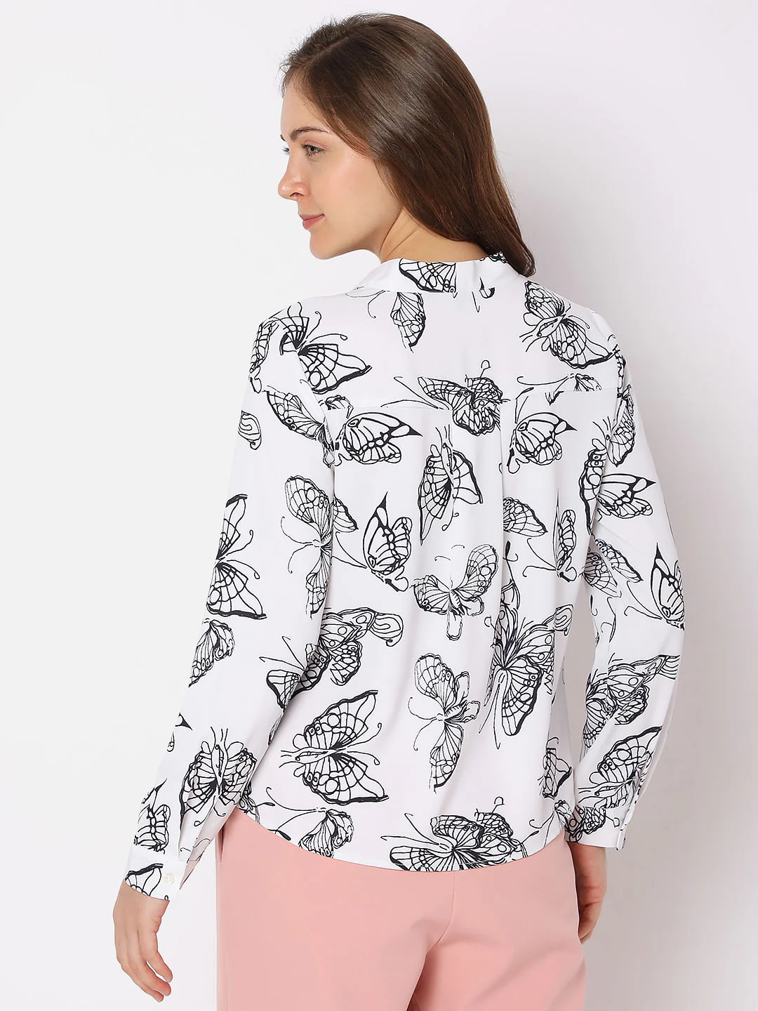 White Butterfly Print Top - Image 4