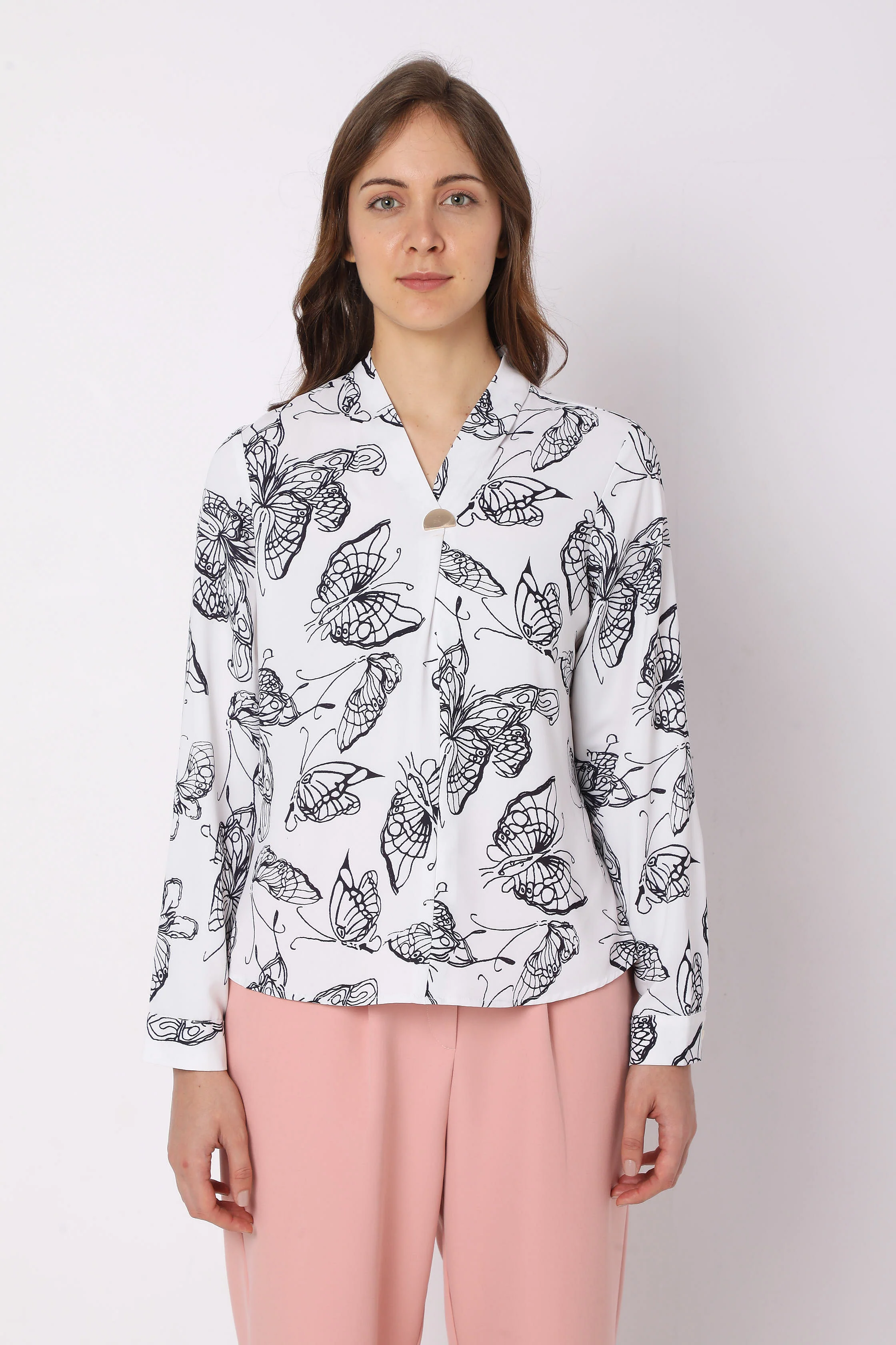 White Butterfly Print Top - Image 8