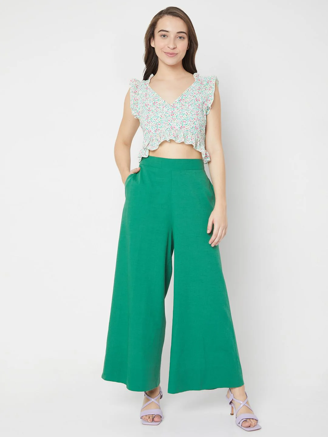 Green Wide Leg Pants - Image 6