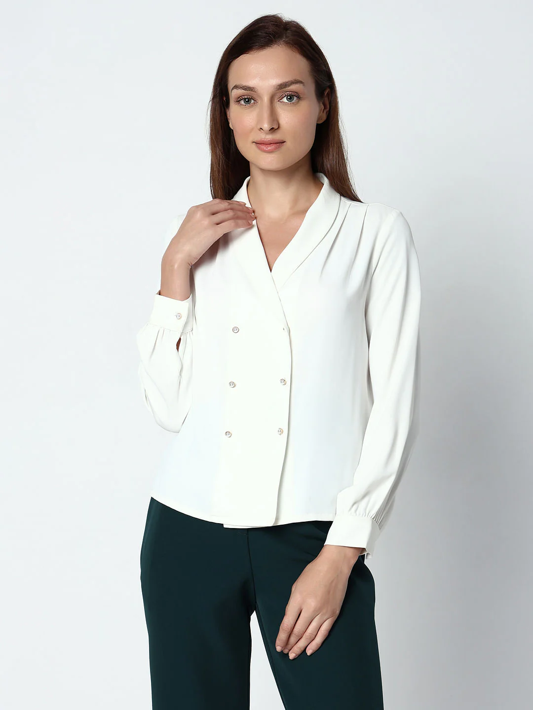 White Double Breasted Top - Image 2