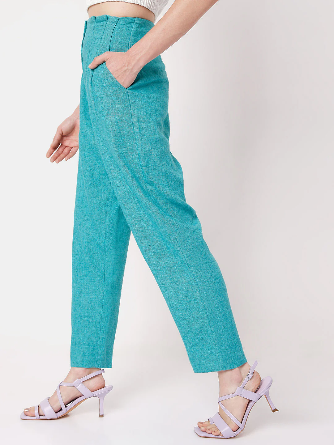 Blue High Rise Co-Ord Set Pants - Image 3
