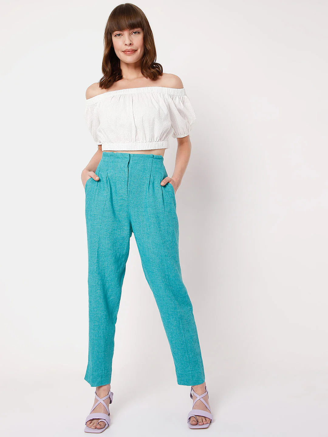 Blue High Rise Co-Ord Set Pants - Image 6