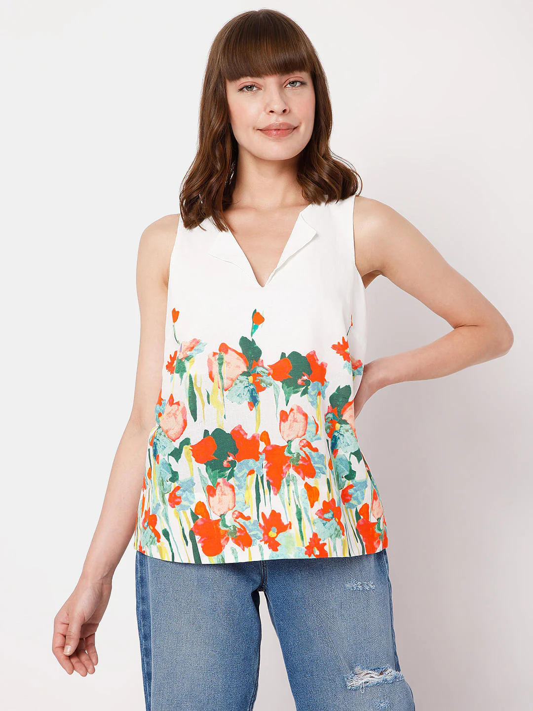 White Floral Top - Image 2