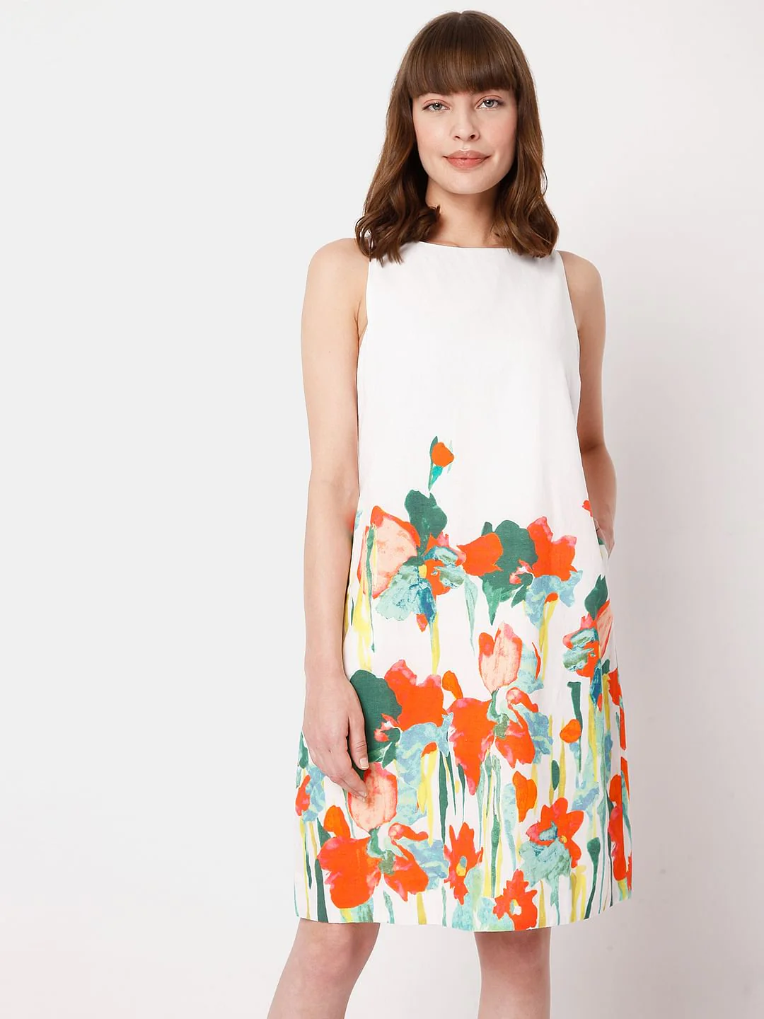 White Floral Shift Dress - Image 2