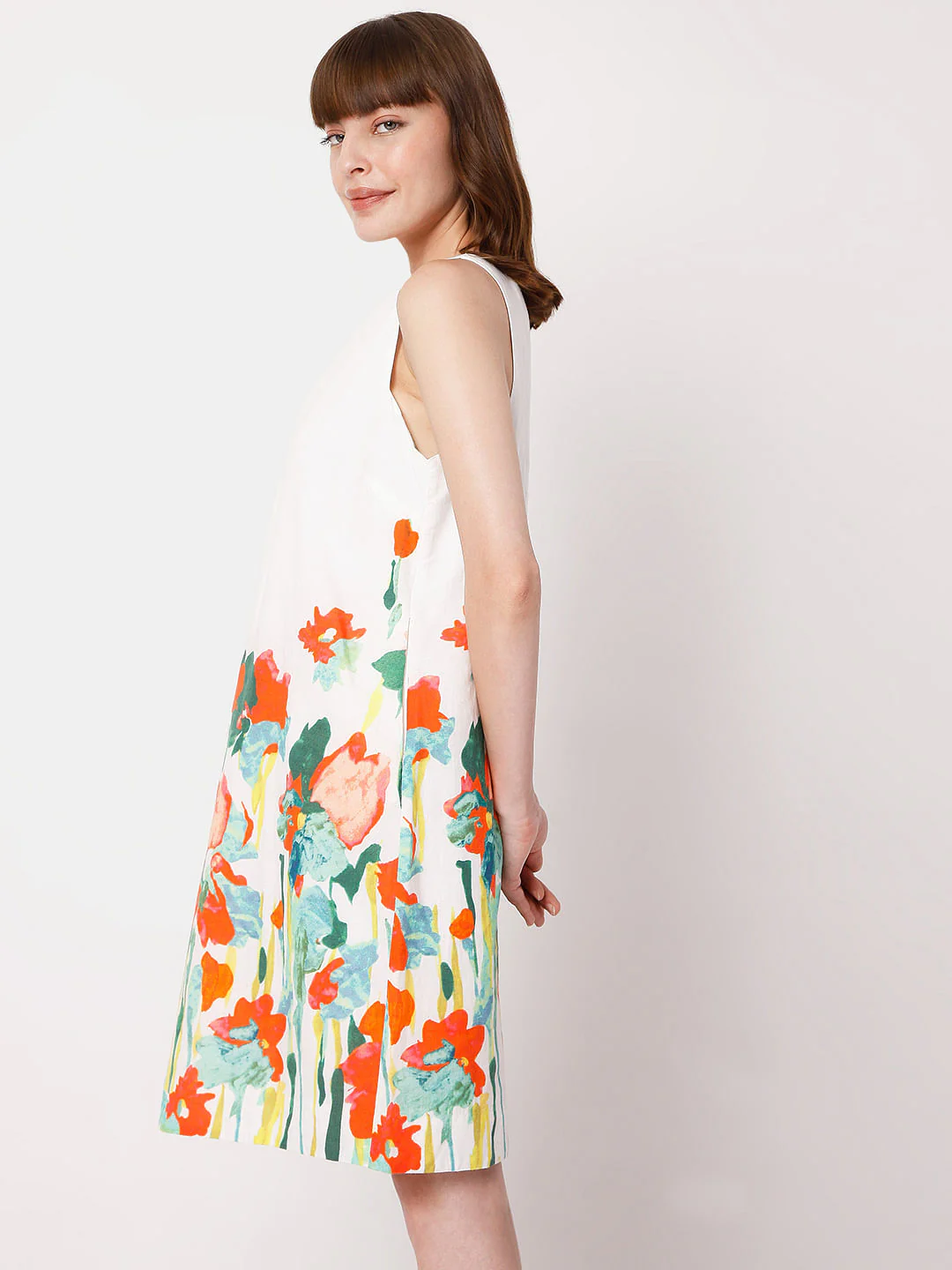 White Floral Shift Dress - Image 3