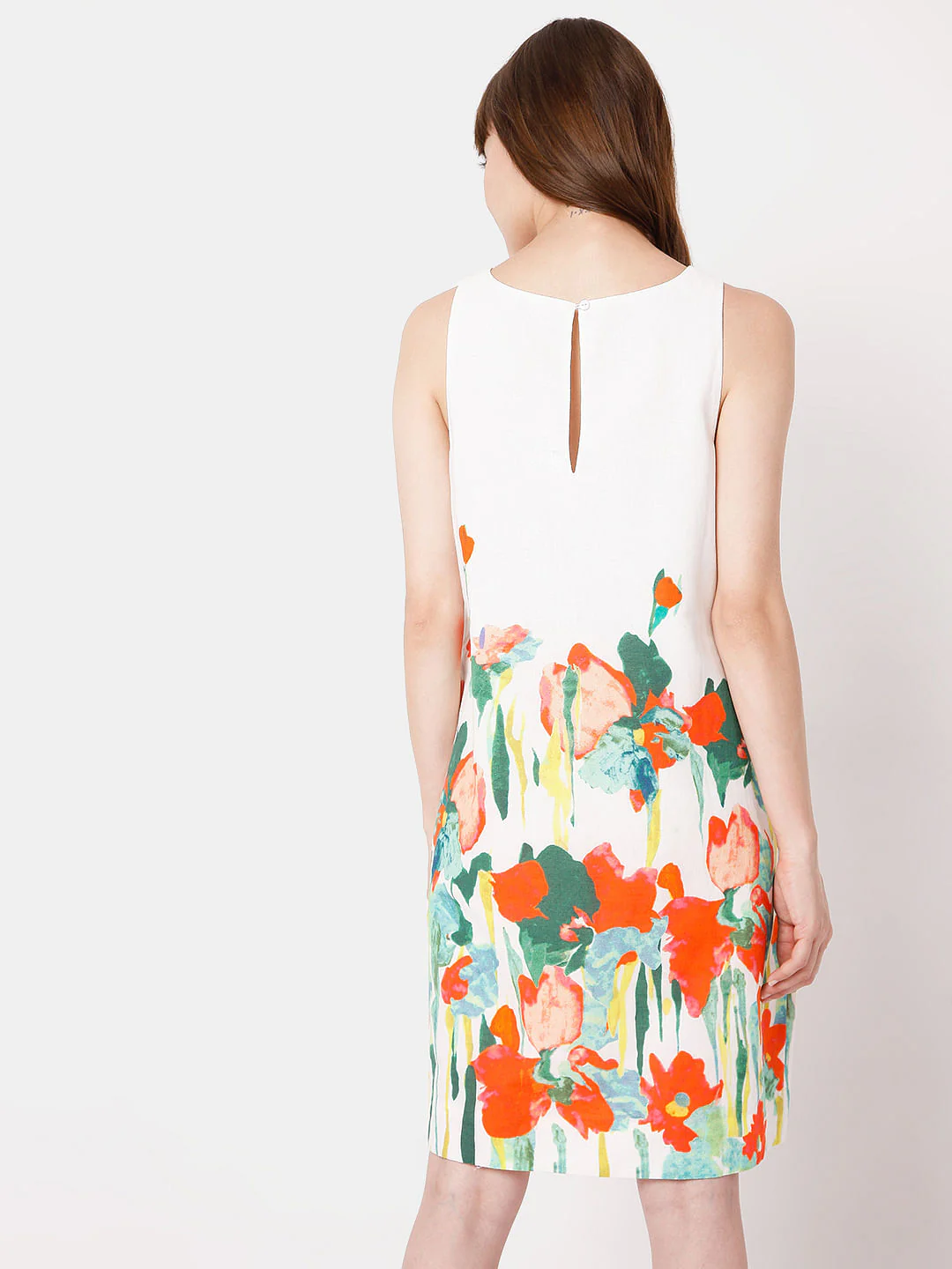 White Floral Shift Dress - Image 4