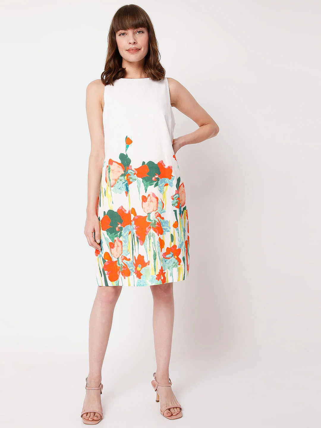 White Floral Shift Dress - Image 5