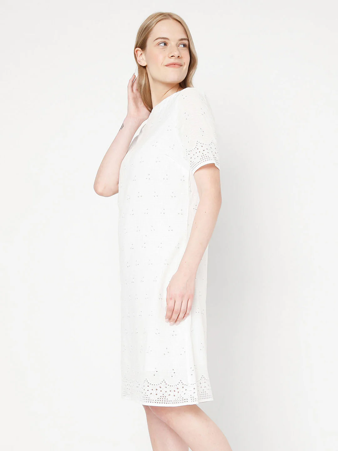 White Schiffli Emboridered Dress - Image 3