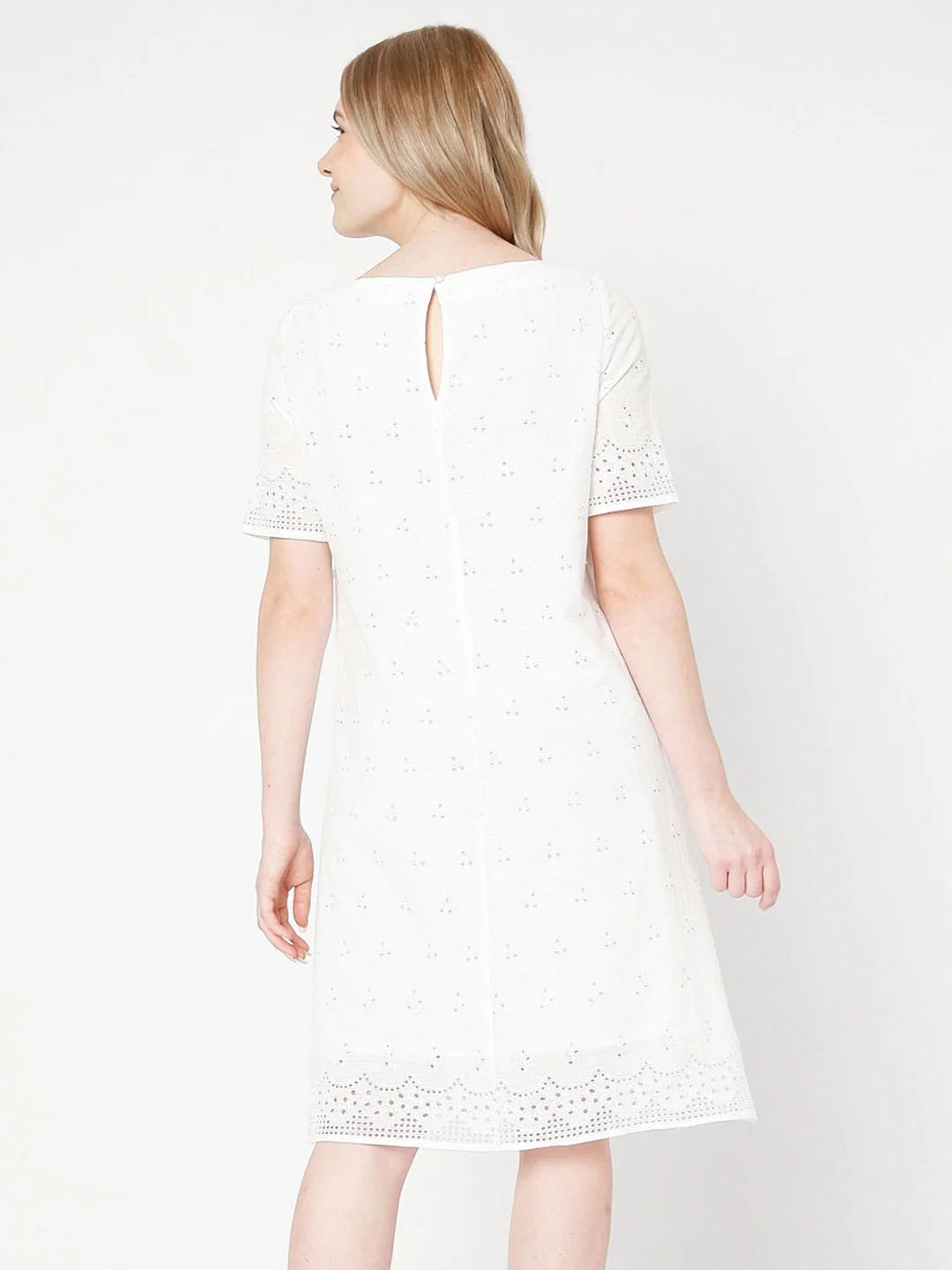 White Schiffli Emboridered Dress - Image 4