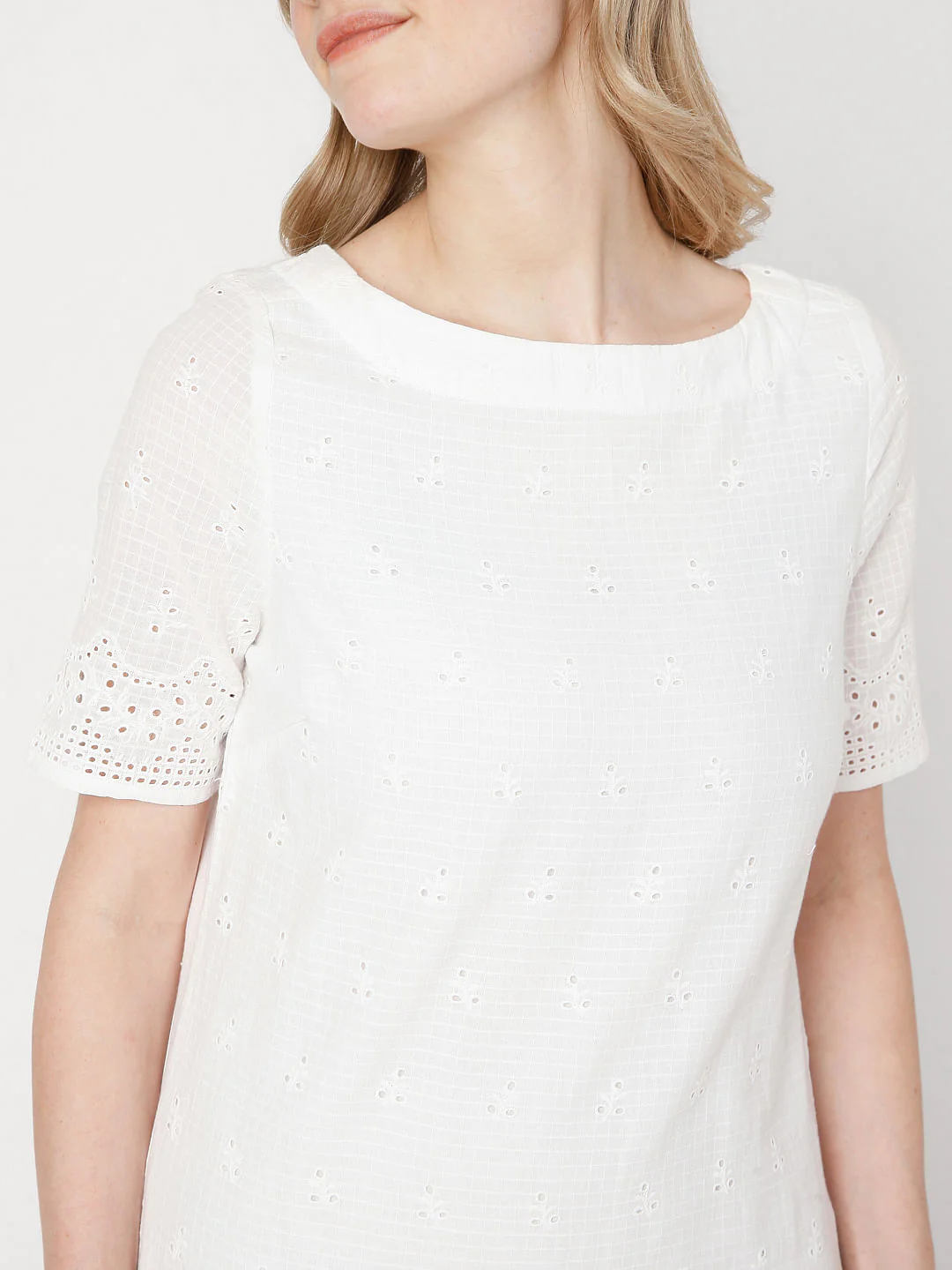 White Schiffli Emboridered Dress - Image 6