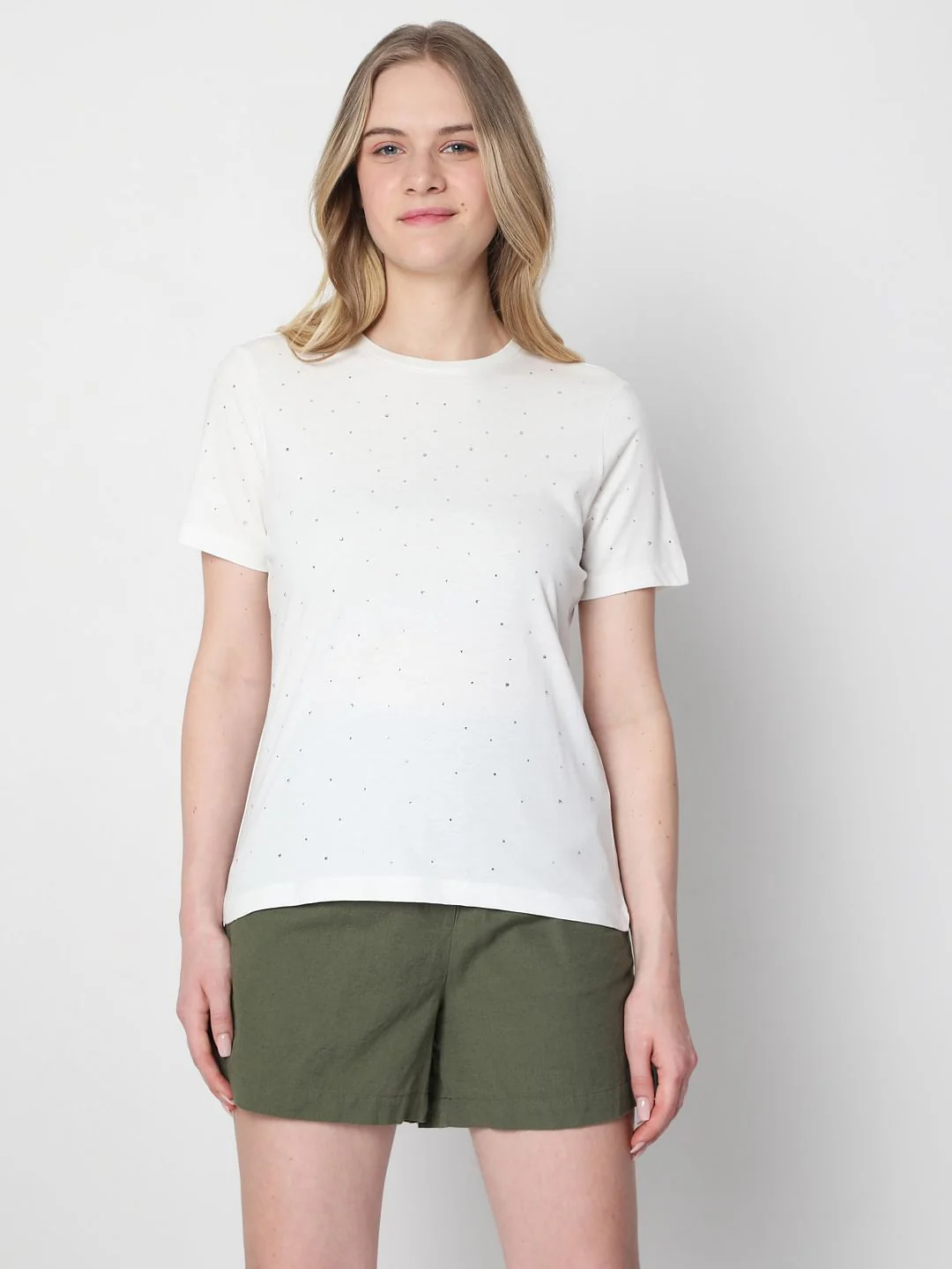 White Embellished T-Shirt - Image 2