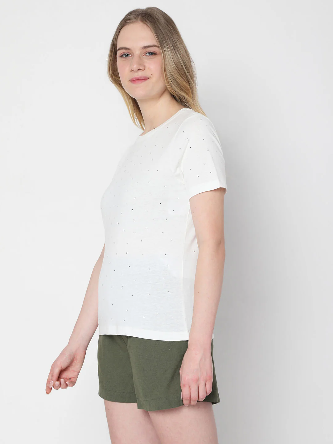White Embellished T-Shirt - Image 3