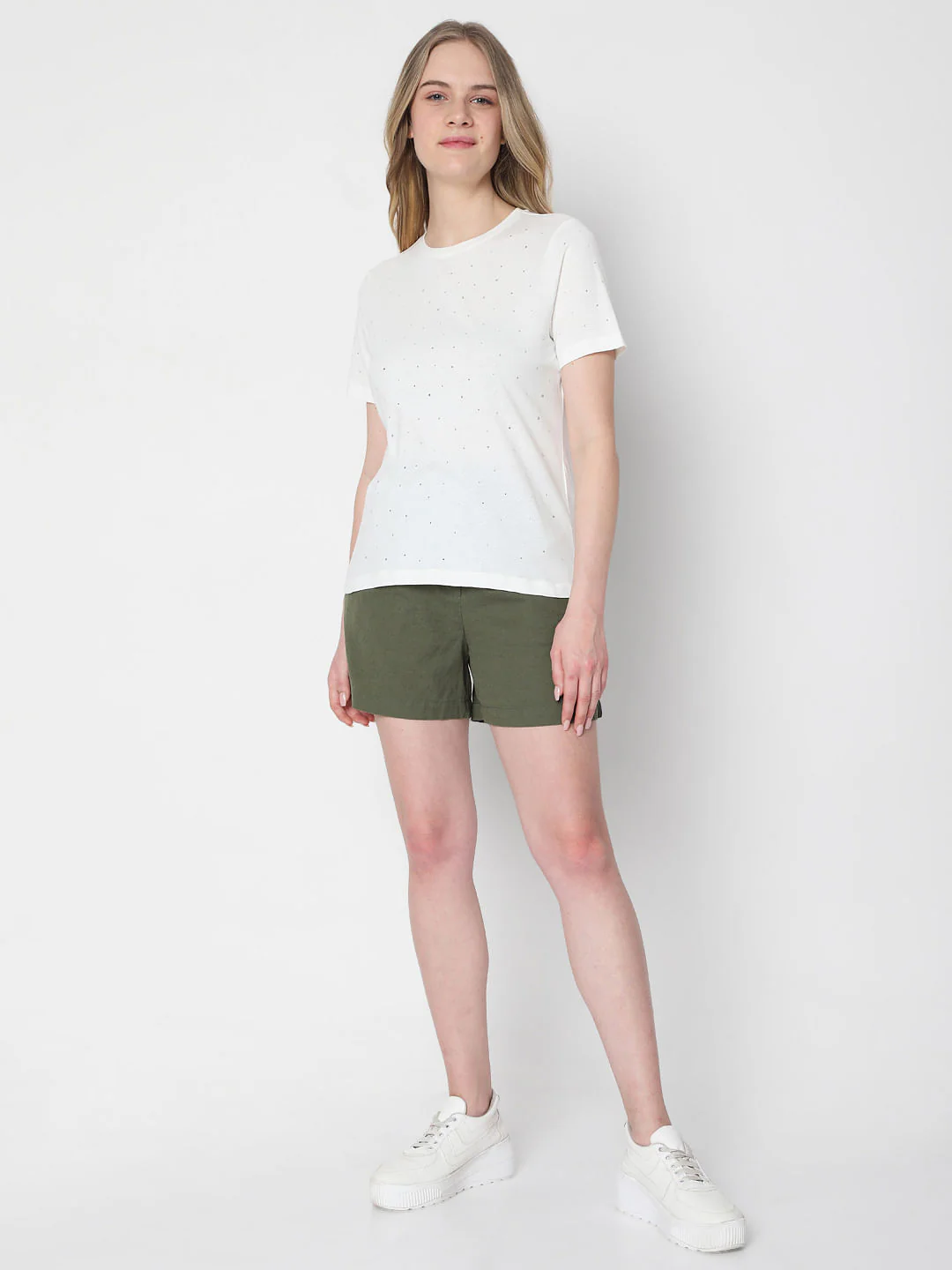 White Embellished T-Shirt - Image 5