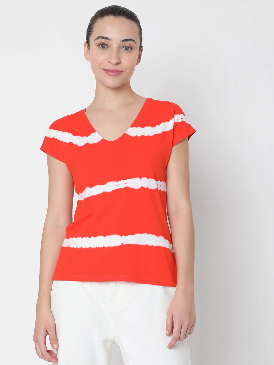 Red Tie Dye Striped Top - Image 2