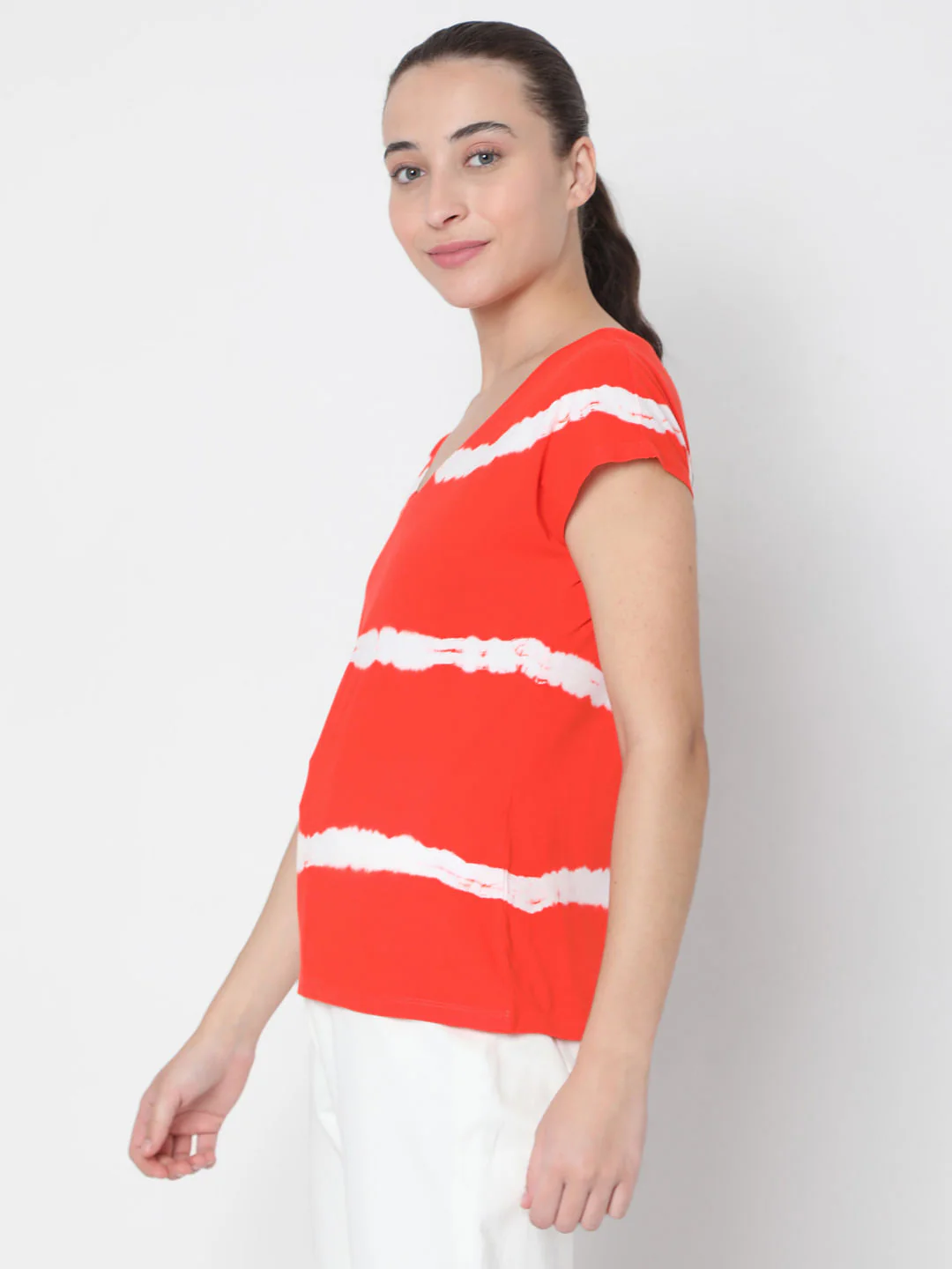 Red Tie Dye Striped Top - Image 3