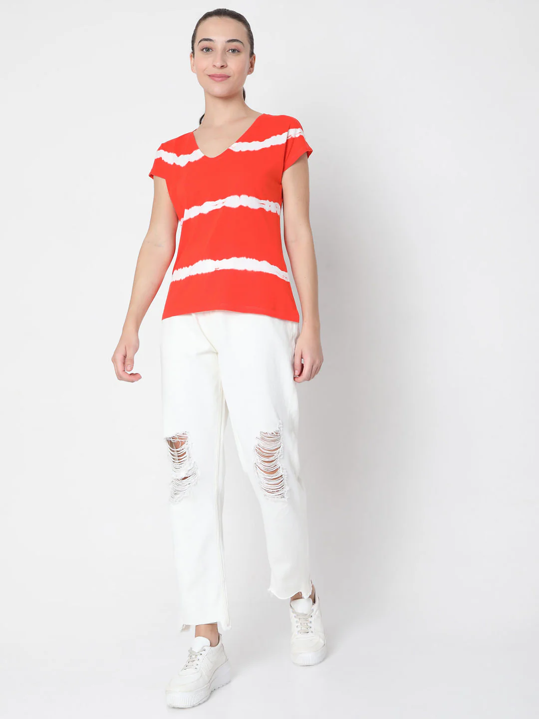 Red Tie Dye Striped Top - Image 5