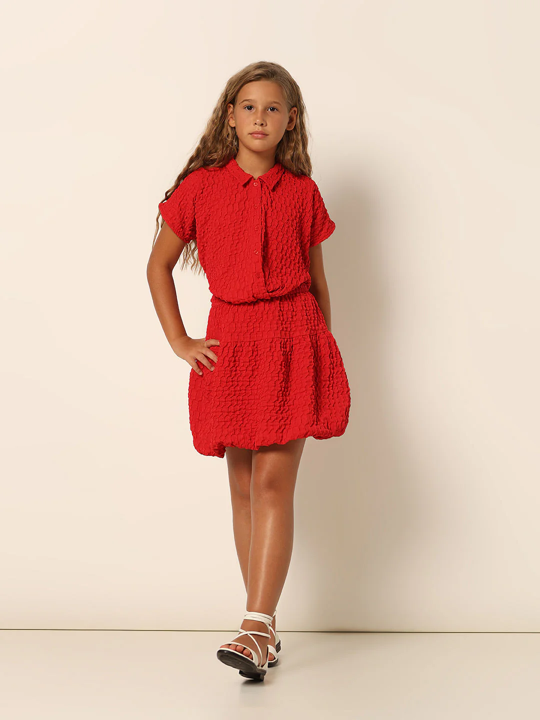 Girls Red Balloon Hem Co-Ord Set Skirt - Image 2
