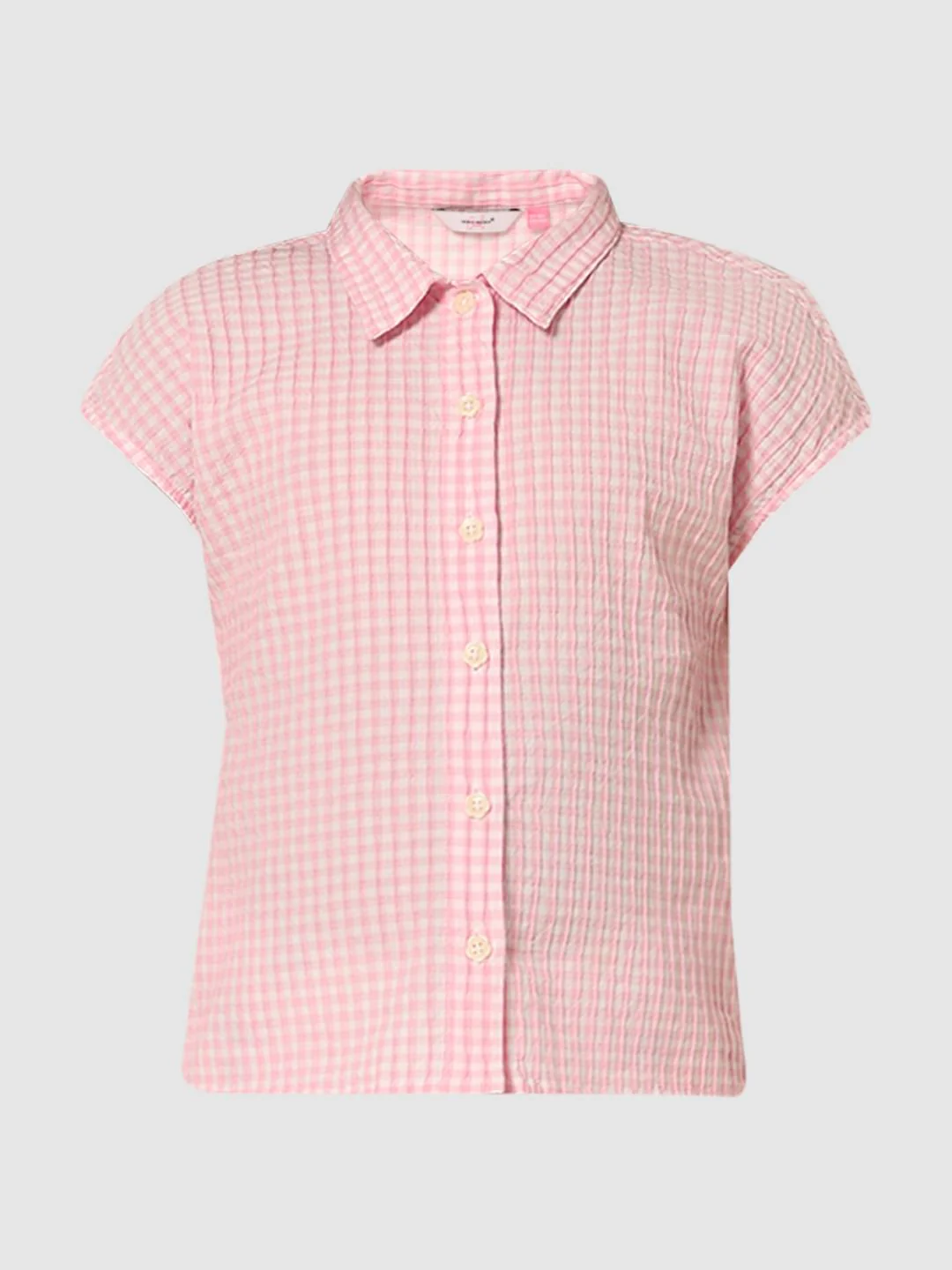 Girls Pink Check Print Shirt - Image 6