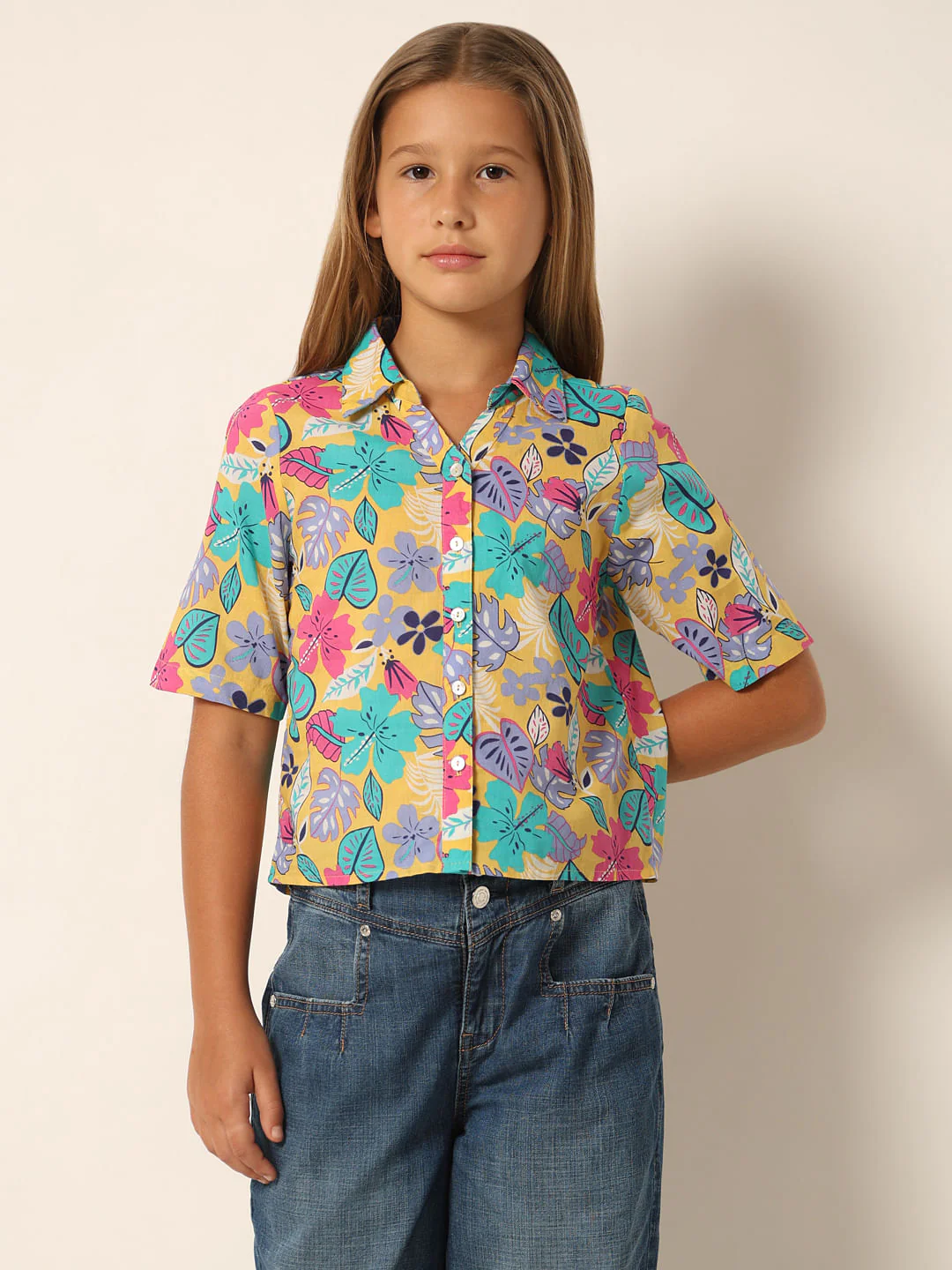 Yellow Printed Short Sleeves Shirt - Image 2