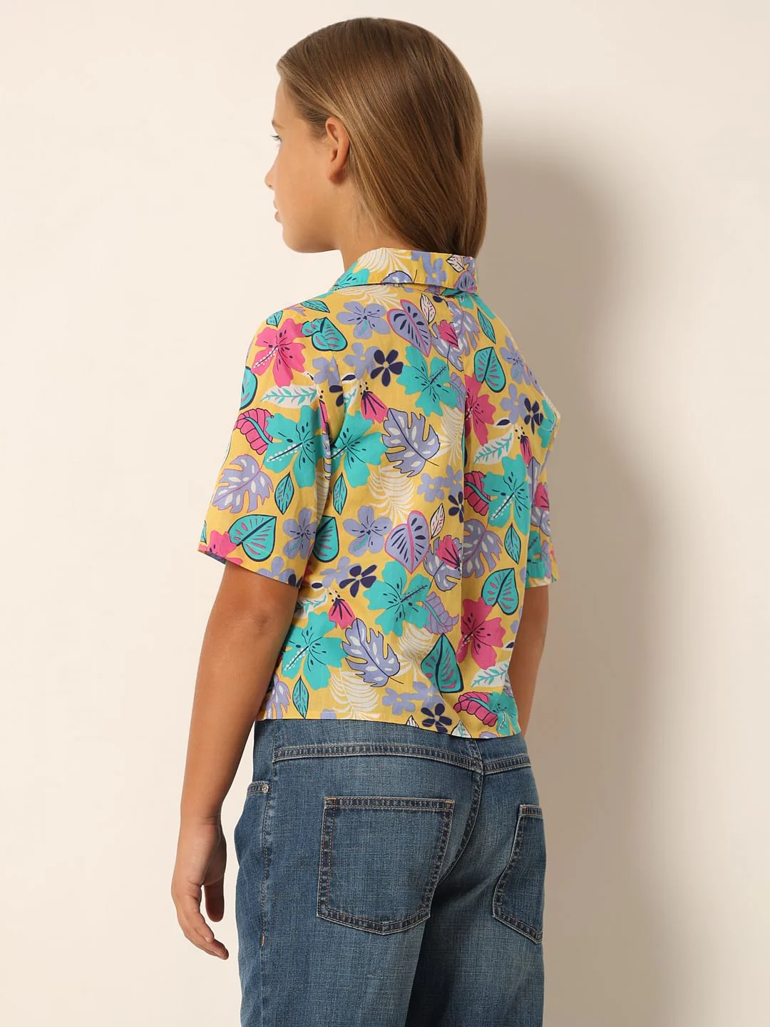 Yellow Printed Short Sleeves Shirt - Image 3