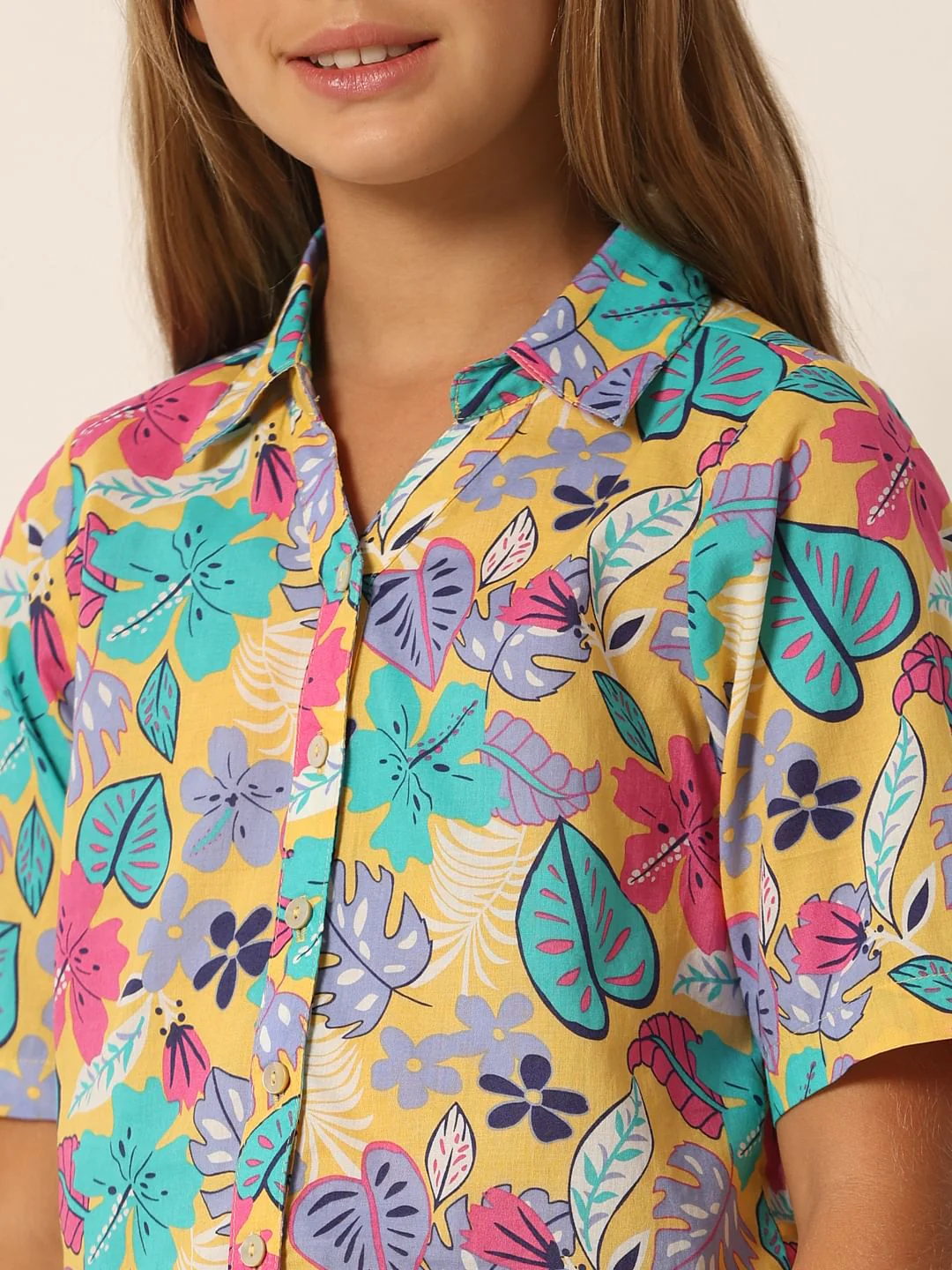 Yellow Printed Short Sleeves Shirt - Image 4