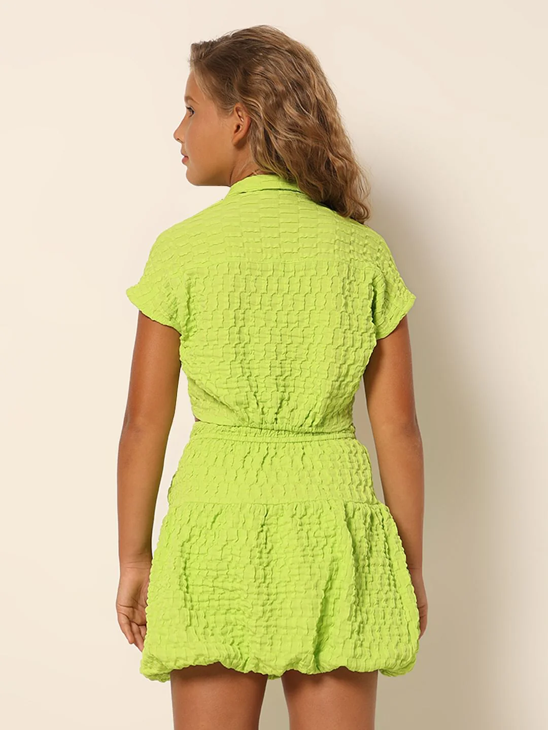 Girls Green Co-Ord Set Shirt - Image 3