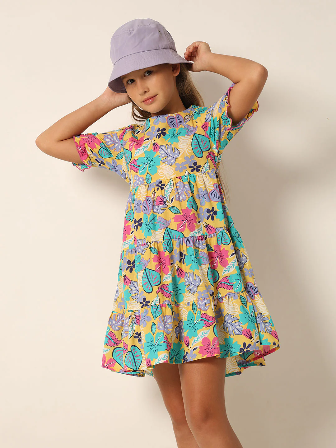 Yellow Printed Fit & Flare Dress