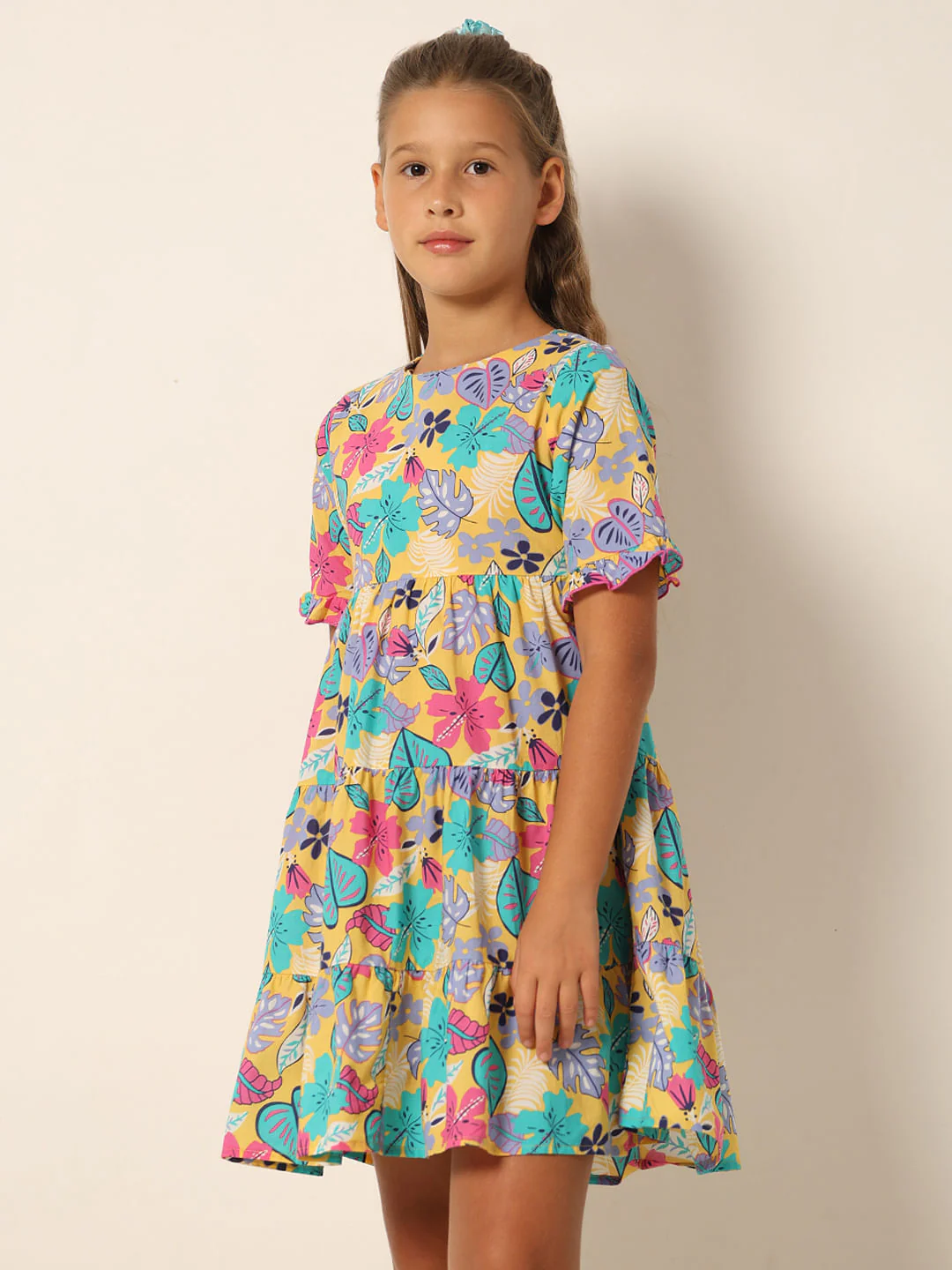 Yellow Printed Fit & Flare Dress - Image 2