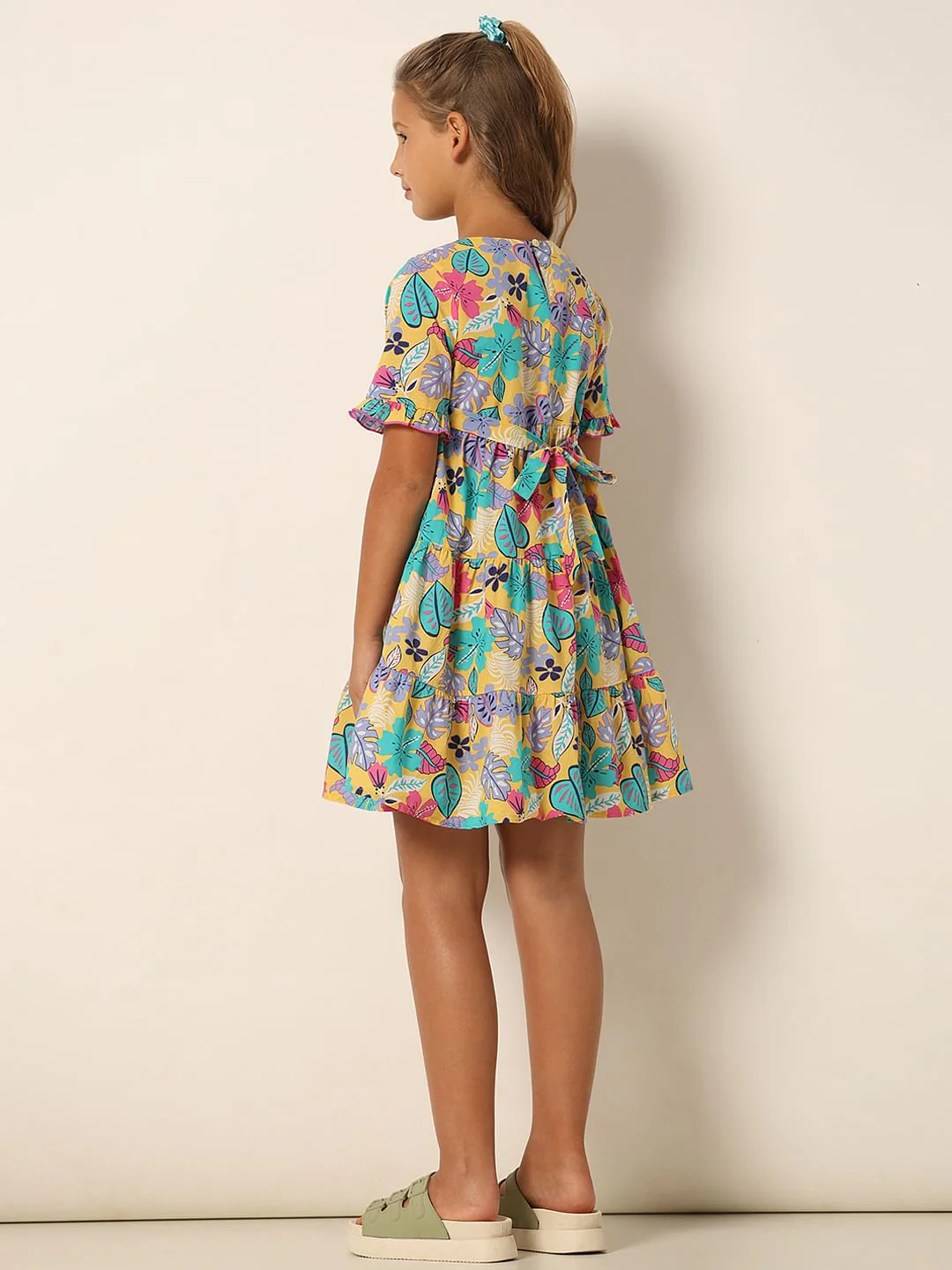 Yellow Printed Fit & Flare Dress - Image 3