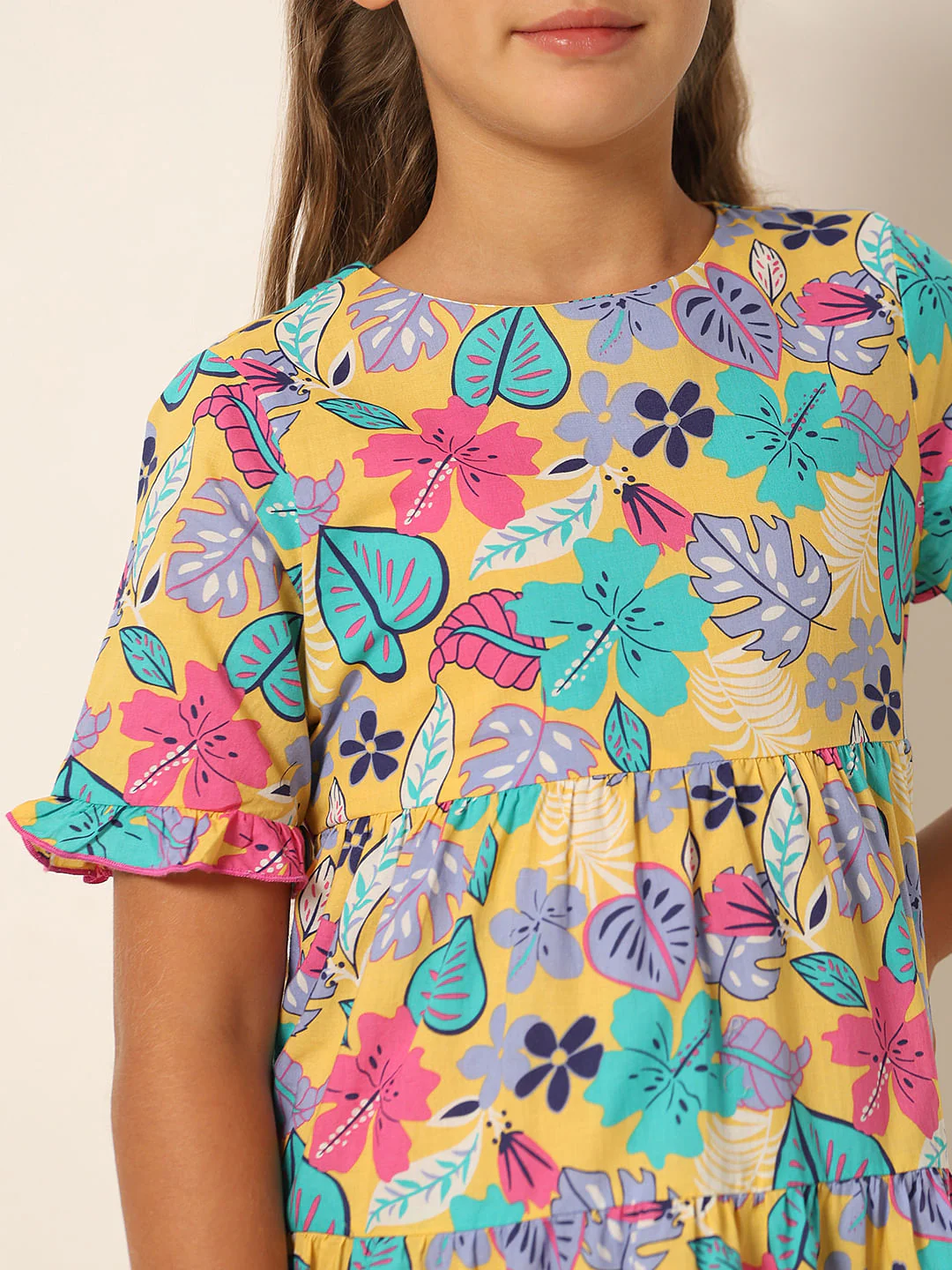 Yellow Printed Fit & Flare Dress - Image 4