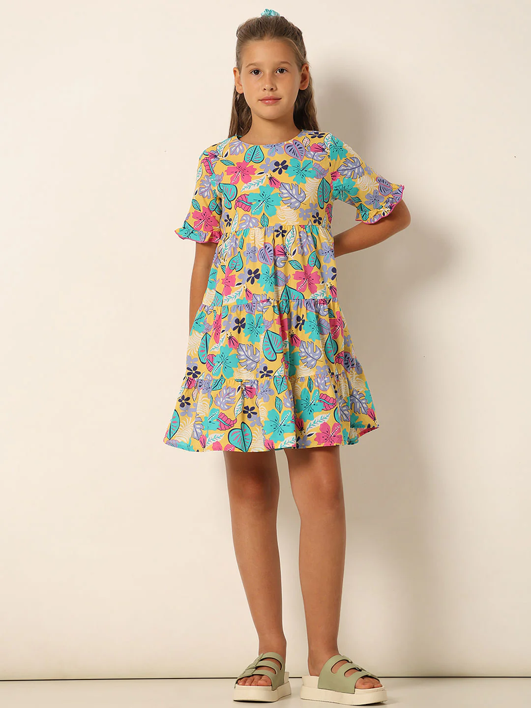 Yellow Printed Fit & Flare Dress - Image 5