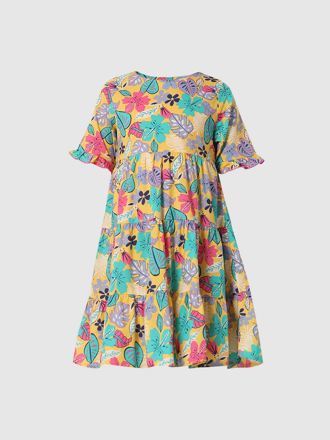 Yellow Printed Fit & Flare Dress - Image 6