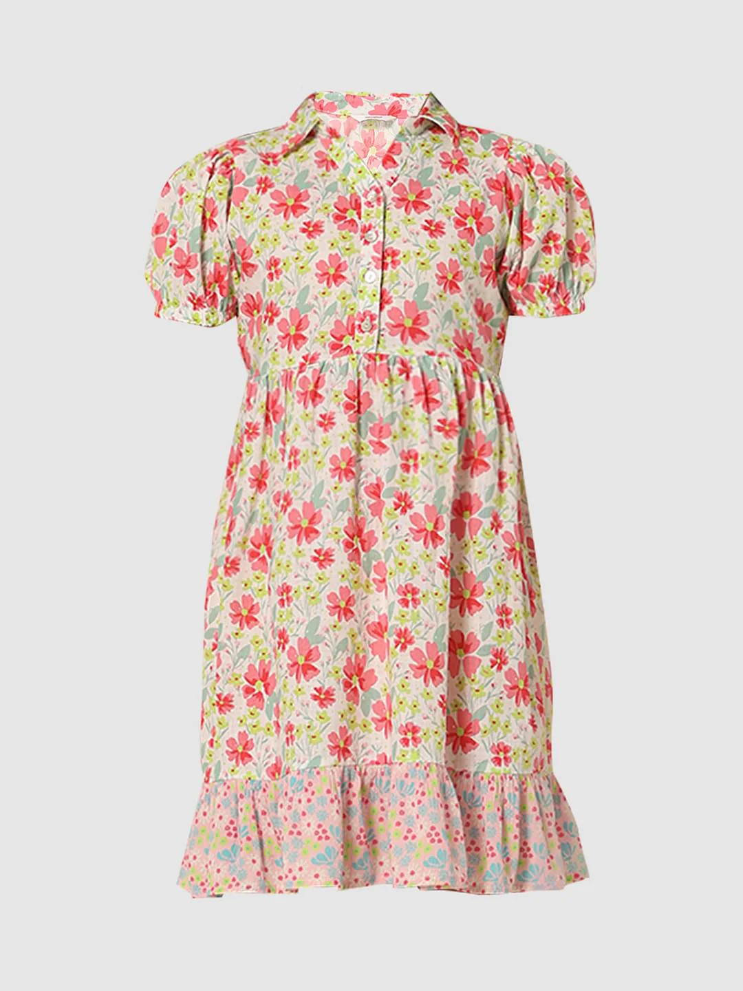 Girls White Floral Fit & Flare Dress - Image 6