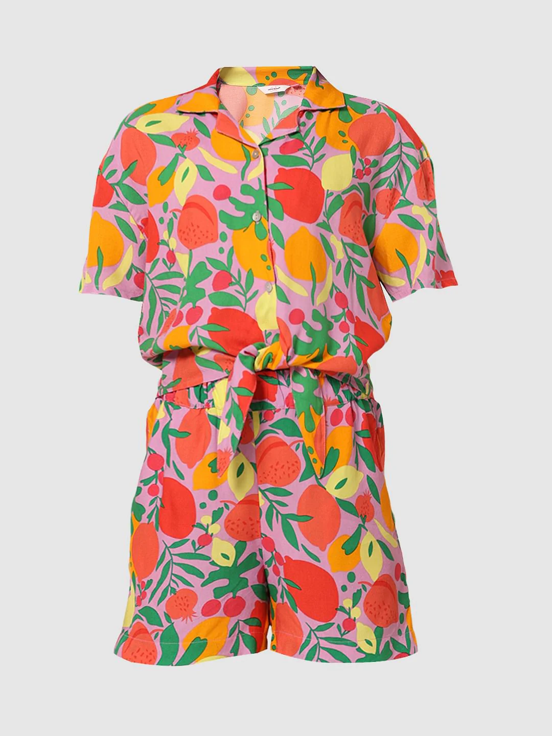 Girls Purple Printed Co-Ord Set Shirt - Image 6