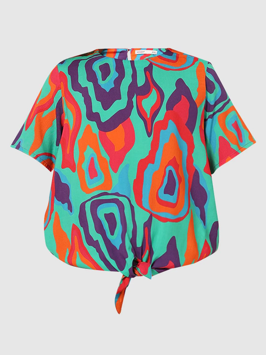 Girls Green Printed Front Tie-Up Top - Image 6