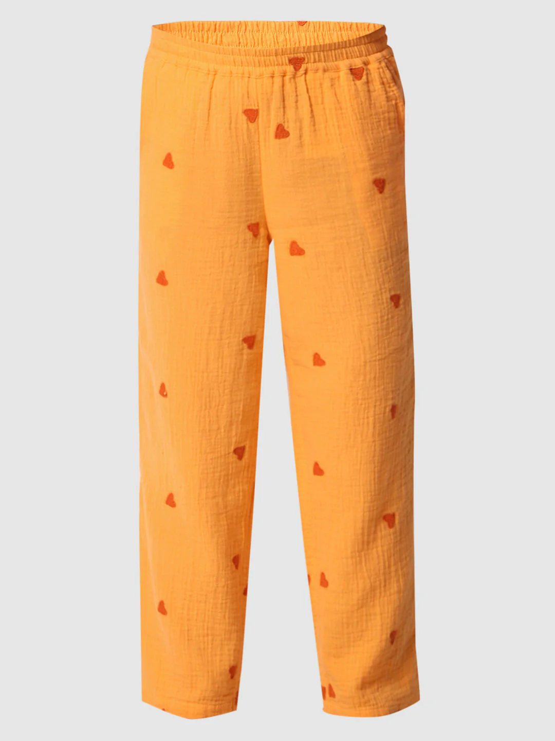 Girls Orange Embroidered Co-Ord Set Straight Fit Pants - Image 5