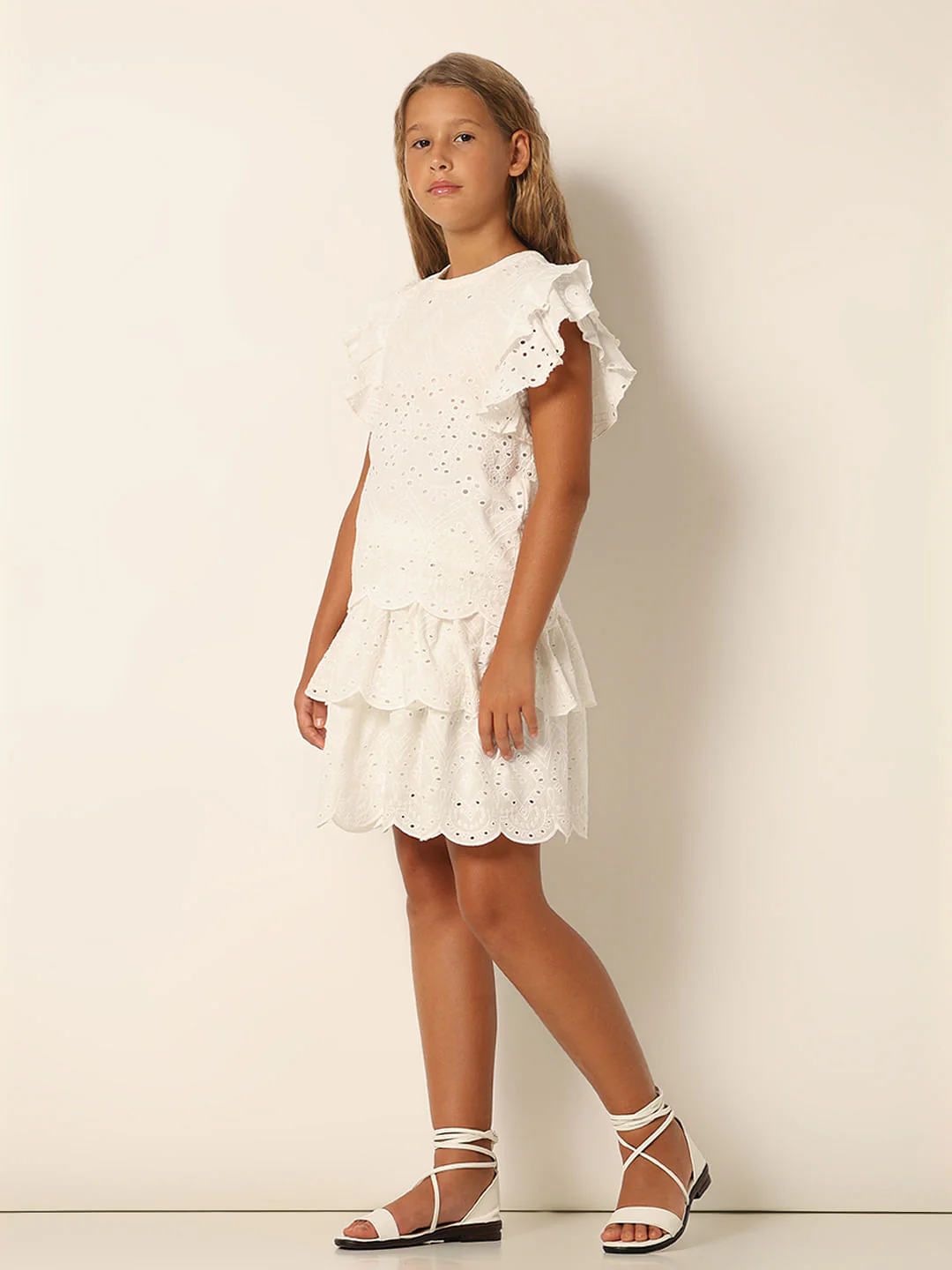 White Schiffli Co-Ord Set Top - Image 5